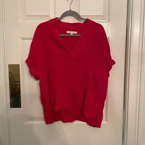 XiRENA Red Boxy Short Sleeve Blouse